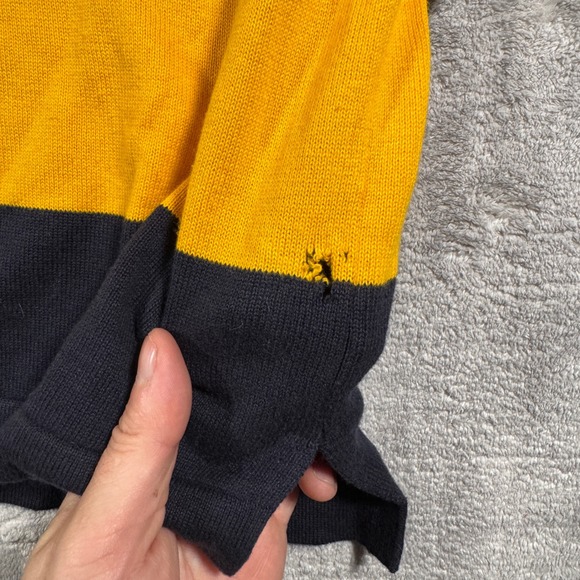 Tommy Hilfiger Shirt Mens Large Yellow Striped Long Sleeve Rugby Polo Spell Out - Picture 5 of 12